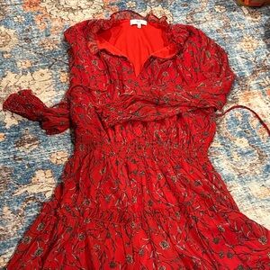 NSR Red Floral Long Sleeve Dress
